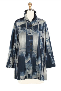 Damee - Women's Abstract Patch Button Coat