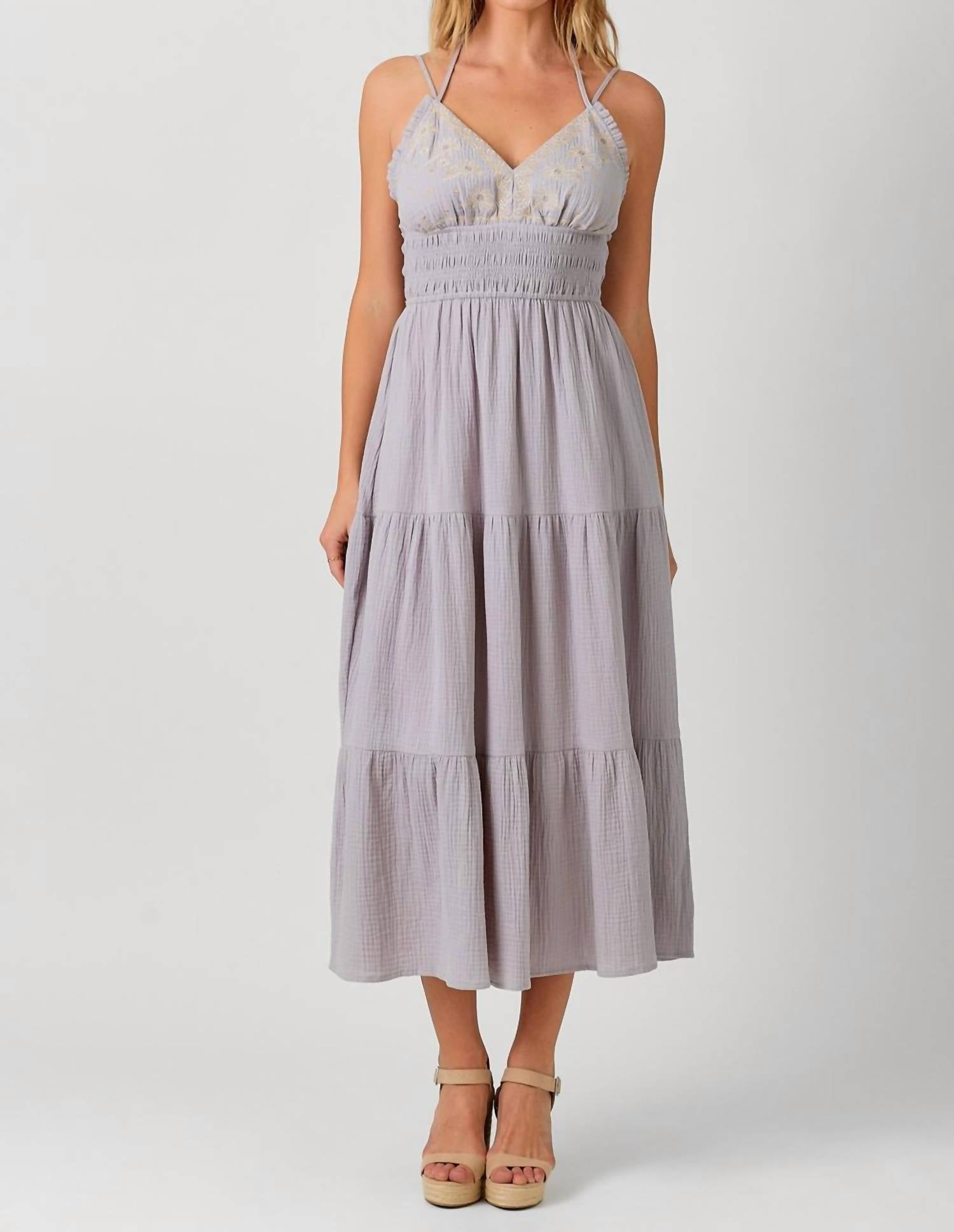 Mystree - Embroidered Tiered Dress