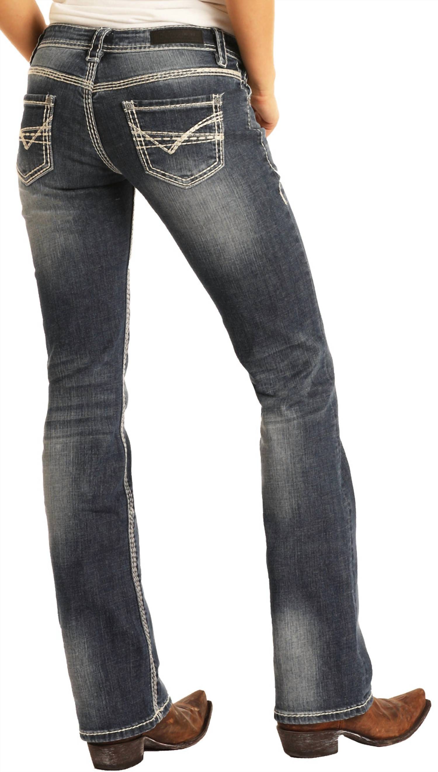 Rock & Roll Denim - Women's Mid Rise Stretch Bootcut Riding Jeans