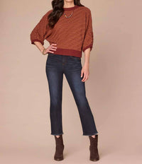 Democracy - 3/4 Dolman Sleeve Banded Hem Bias Stitch Sweater