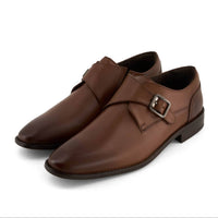 Andrea Men's Buckle Closure Leather Oxford Shoes in light brown - men's shoe - alternate view