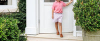 The Beaufort Bonnet Company Kid's Shelton Shorts in coral chandler check beale street blue - kids' shorts