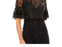 Mac Duggal - Embellished Illusion High Neck Mini Dress