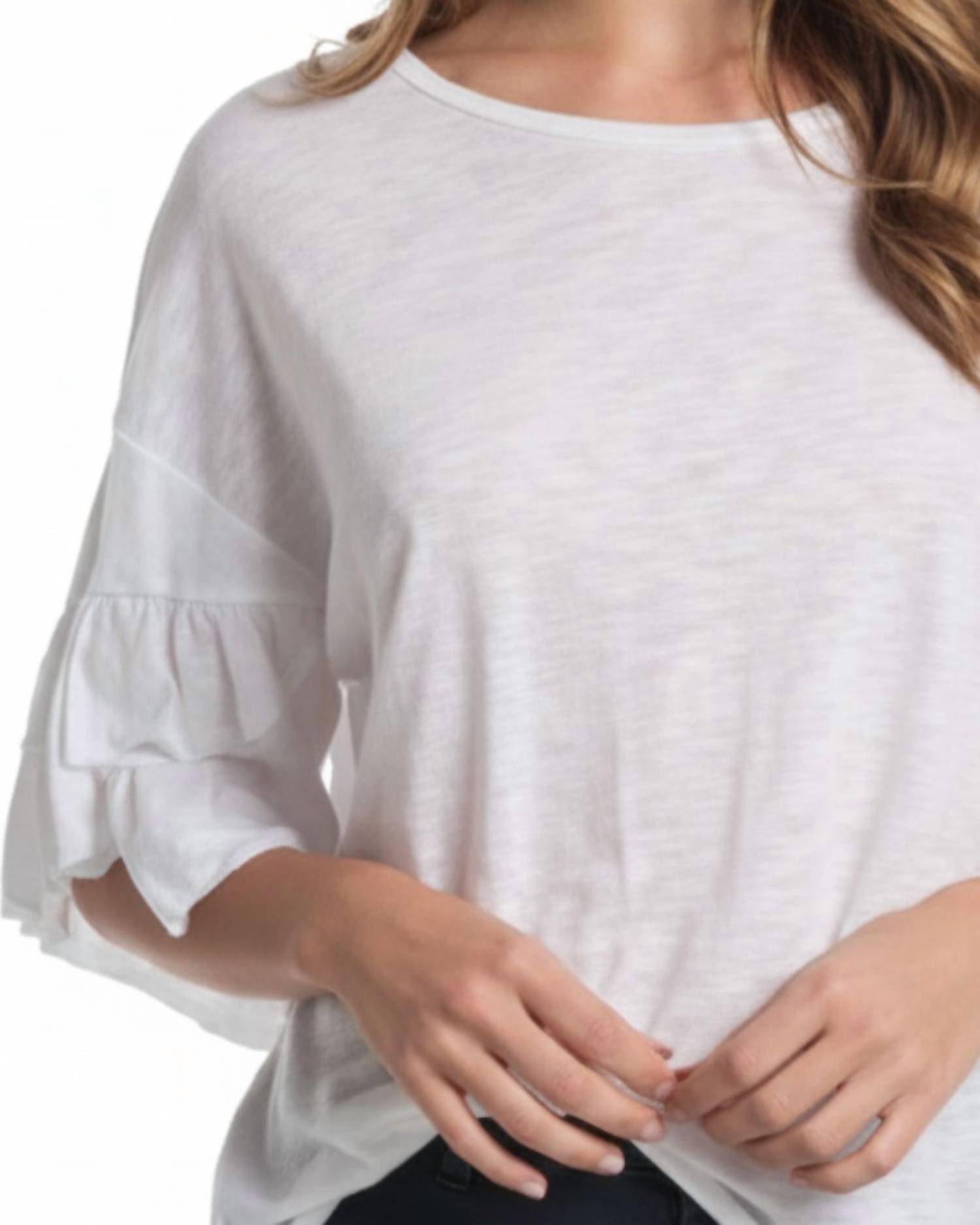 Elan - Ruffled 3/4 Sleeve Top