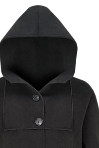 M made in Italy Women's Woven Coat in italy women s woven coat in black - women's jacket - detail view