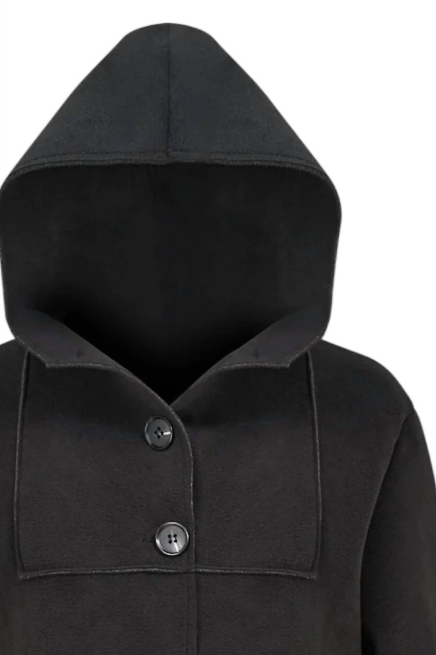 M made in Italy Women's Woven Coat in italy women s woven coat in black - women's jacket - detail view
