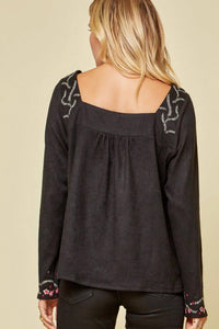 Andree By Unit - Floral Embroidered Babydoll Top