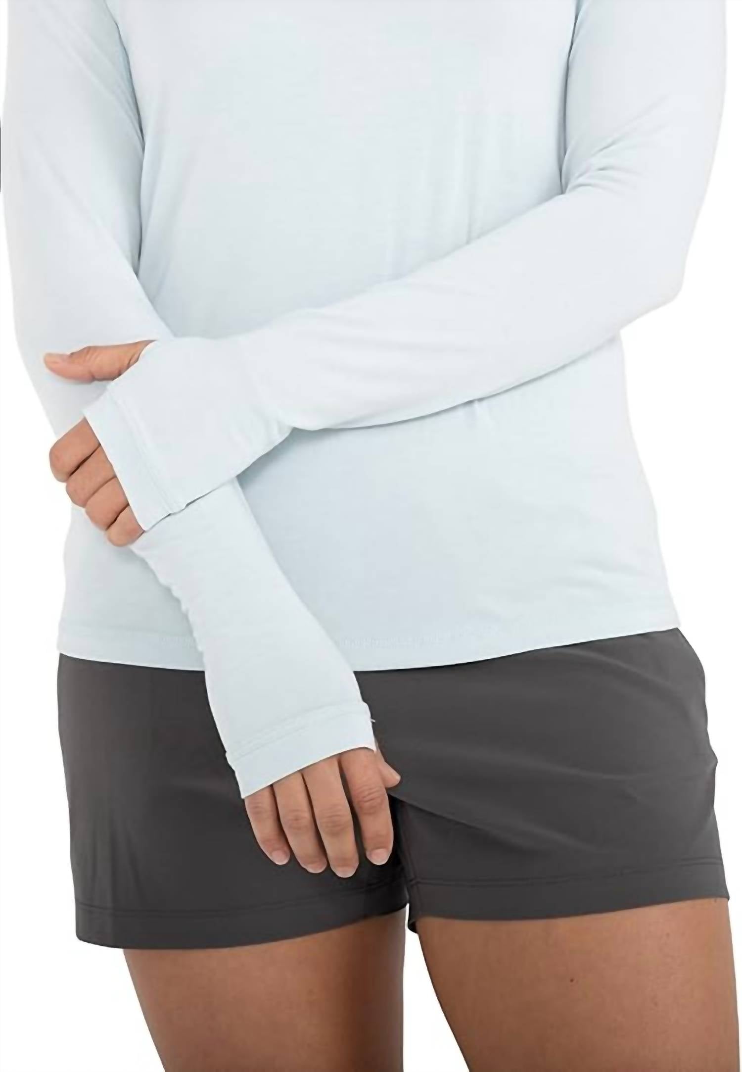 FREE FLY Women's Bamboo Shade Long Sleeve Top in tide pool - women's long sleeve top - alternate view
