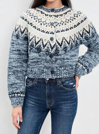 Z Supply North Sea Fair Isle Cardigan in blue velvet - women's cardigan - view 4