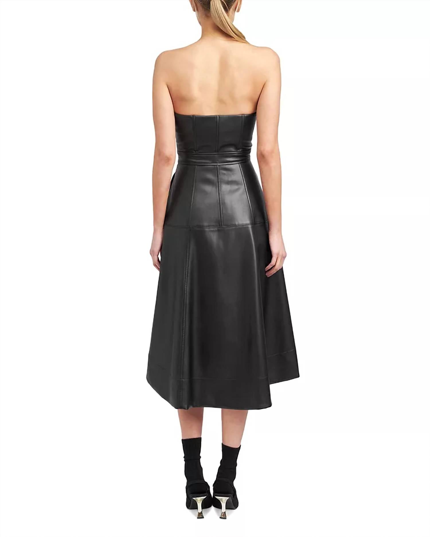 En Saison - Dawn Faux Leather Bustier Midi-dress