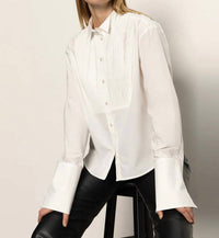 Sanctuary Women's New Era Tuxedo Shirt in white - women's long sleeve top - view 4