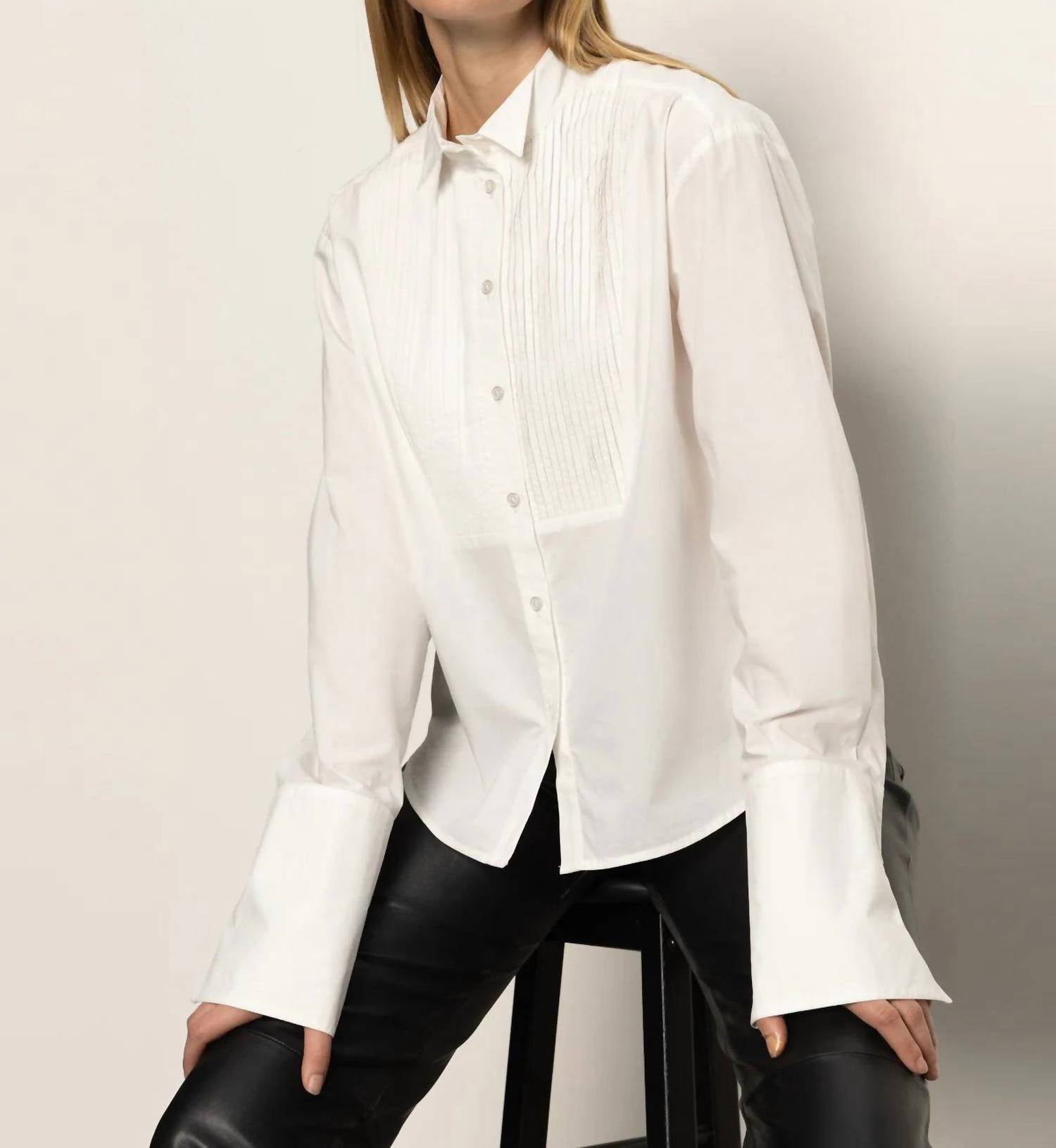 Sanctuary Women's New Era Tuxedo Shirt in white - women's long sleeve top - view 4
