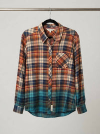 Tru Luxe - Women's Dip Dyed Ruched Sleeve Button Up Top
