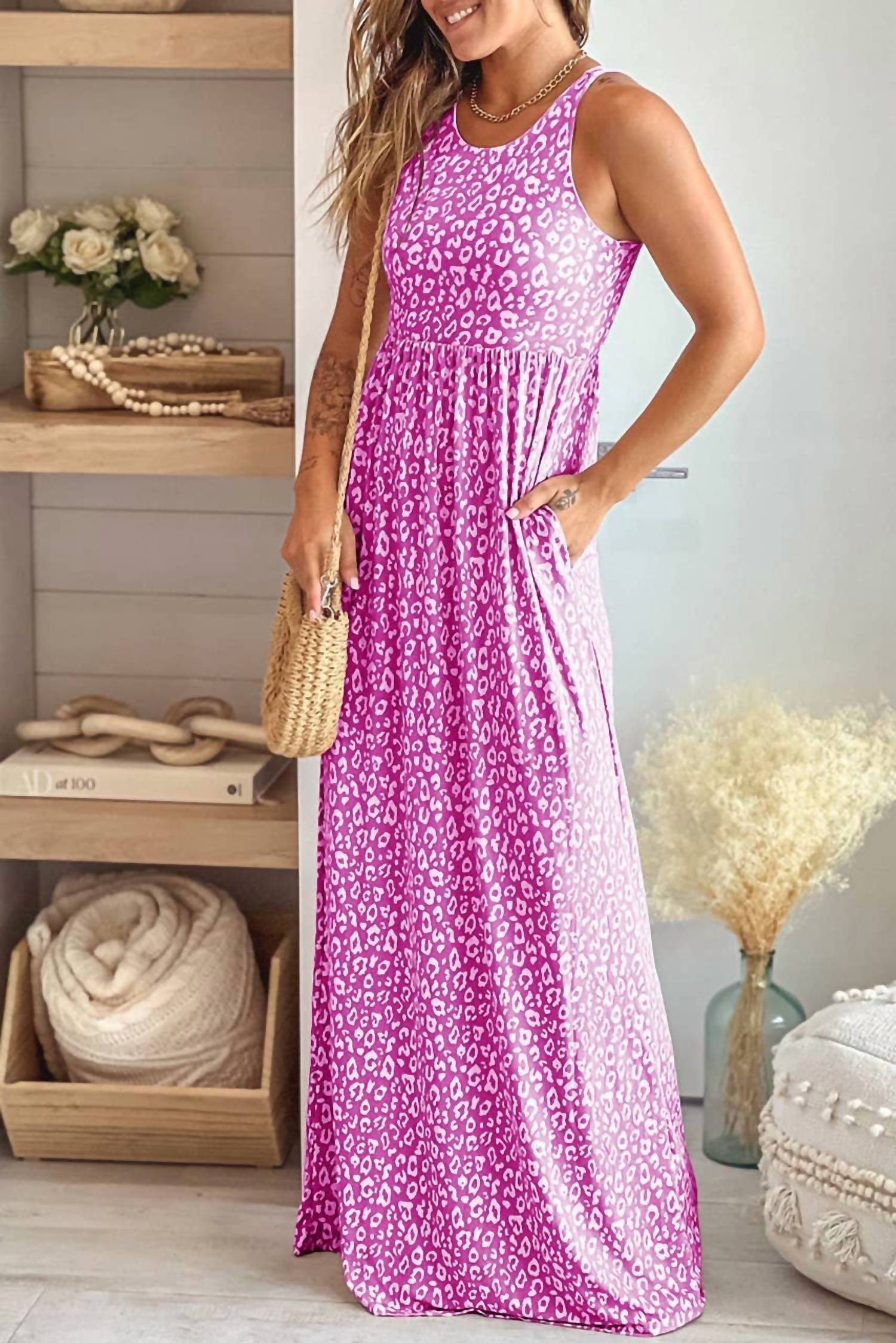 Pretty Bash - Women's Pocketed Sleeveless Maxi Dress