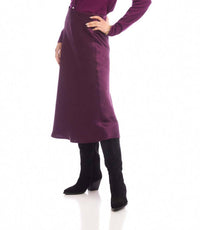 Karen Kane Satin Bias Cut Midi Skirt in eggplant - women's skirt - detail view