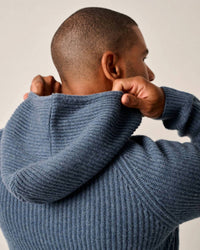 JOHNNIE-O Sami Merino Wool Sweater Hoodie in wake - men's shirt - alternate view