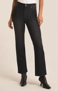 Z Supply Val Straight Leg Denim Pants in black sand - women's pants