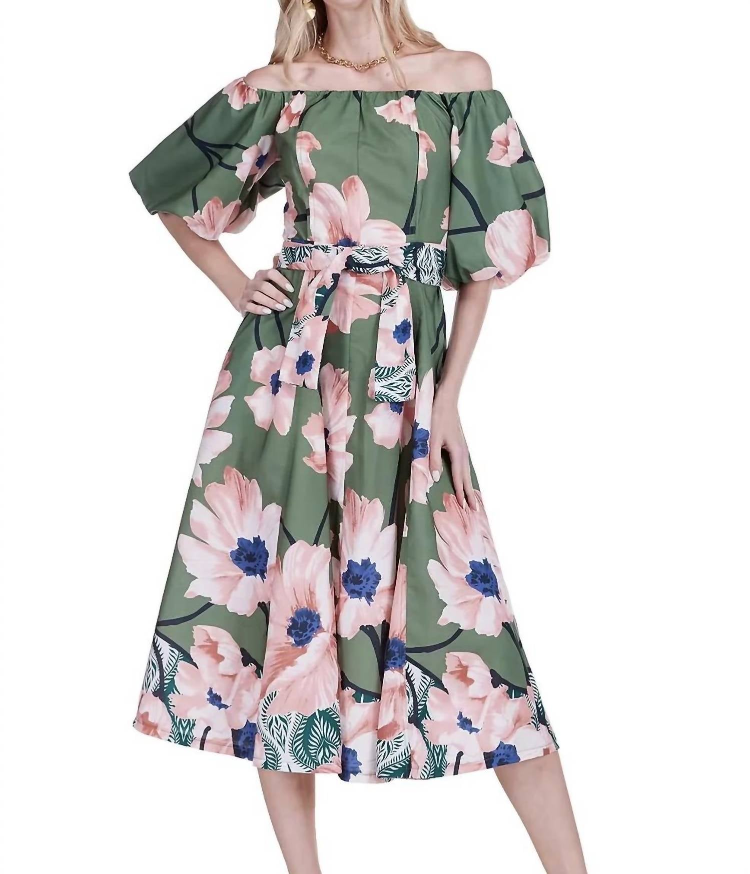 Jade - Off The Shoulder Flared Midi Dress