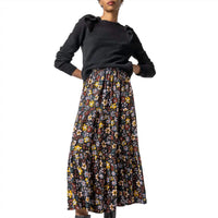 Lilla P Women's Floral Tiered Skirt in black floral - women's skirt - alternate view