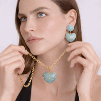 Michael Nash Jewelry - Women's Lavinia Resin Studded Heart Drop Earrings