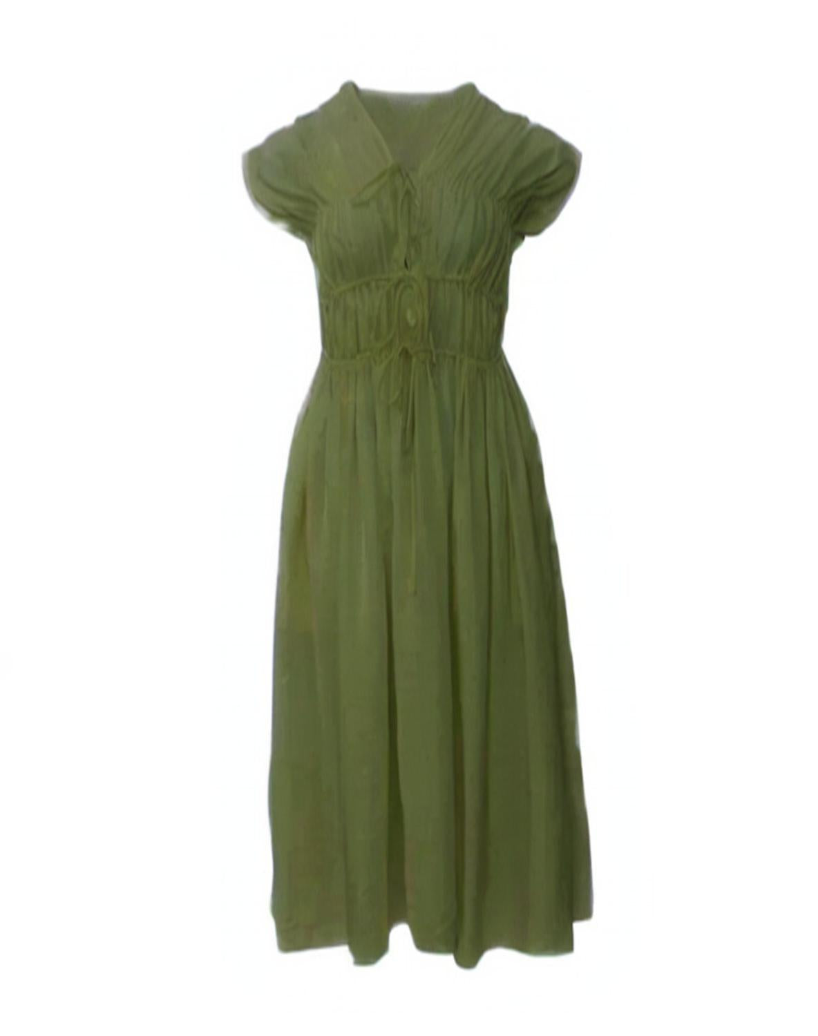 Nary - Women's Three-tier Bias Cut Linen Midi Dress
