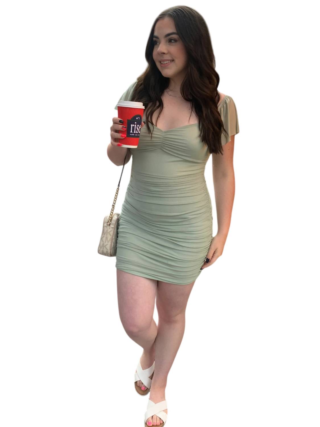 Blue Blush Bodycon Mini Dress in sage - women's dress - alternate view
