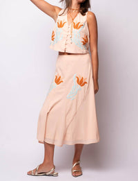 CIEBON Verda Embroidered Vest Top in pastel peach - women's jacket - view 4