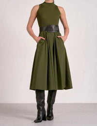 Elan - Sleeveless Mock Neck Midi Dress