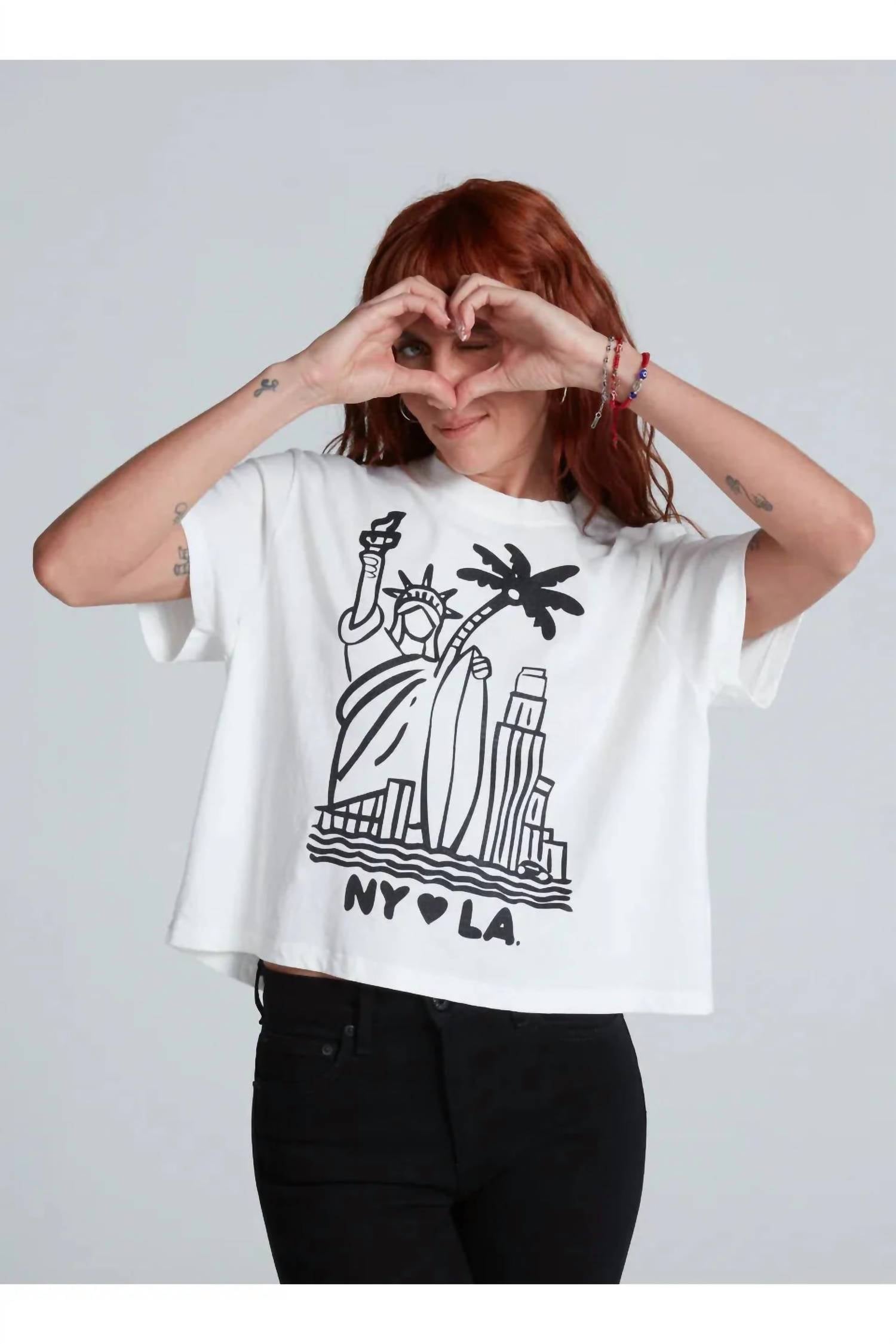 ASKK NY Shrunken Short Sleeve Boy Tee in ny la - women's t-shirt - alternate view