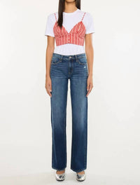 KanCan Mid Rise Wide Leg Jeans in dark wash 1 - women's jeans