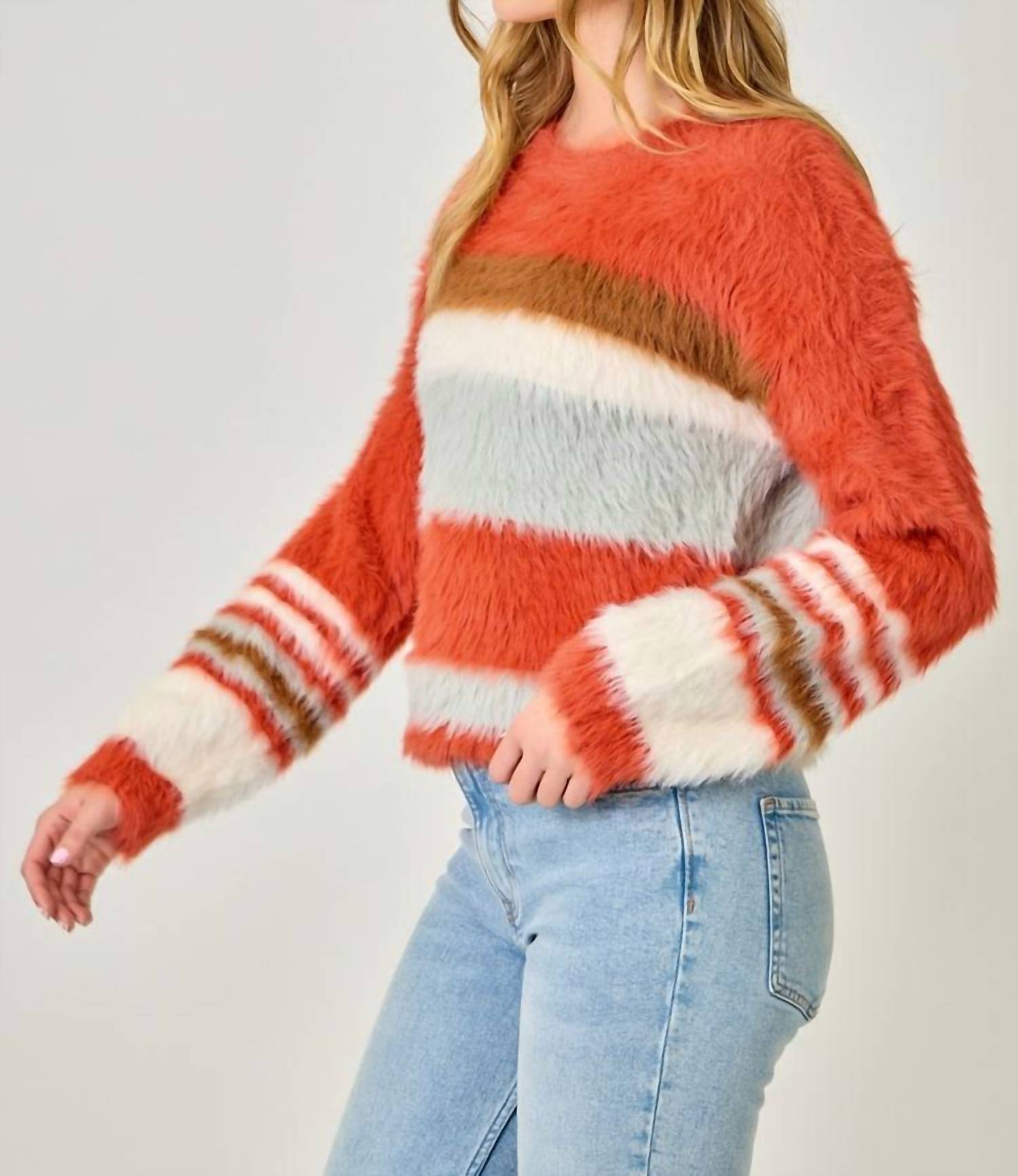 Mystree - Fuzzy Stripe Sweater
