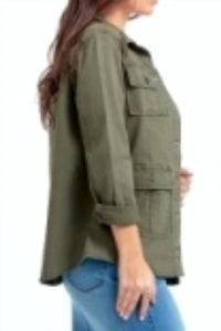 1822 Denim Women's Stretch Utility Jacket in green - women's jacket - alternate view