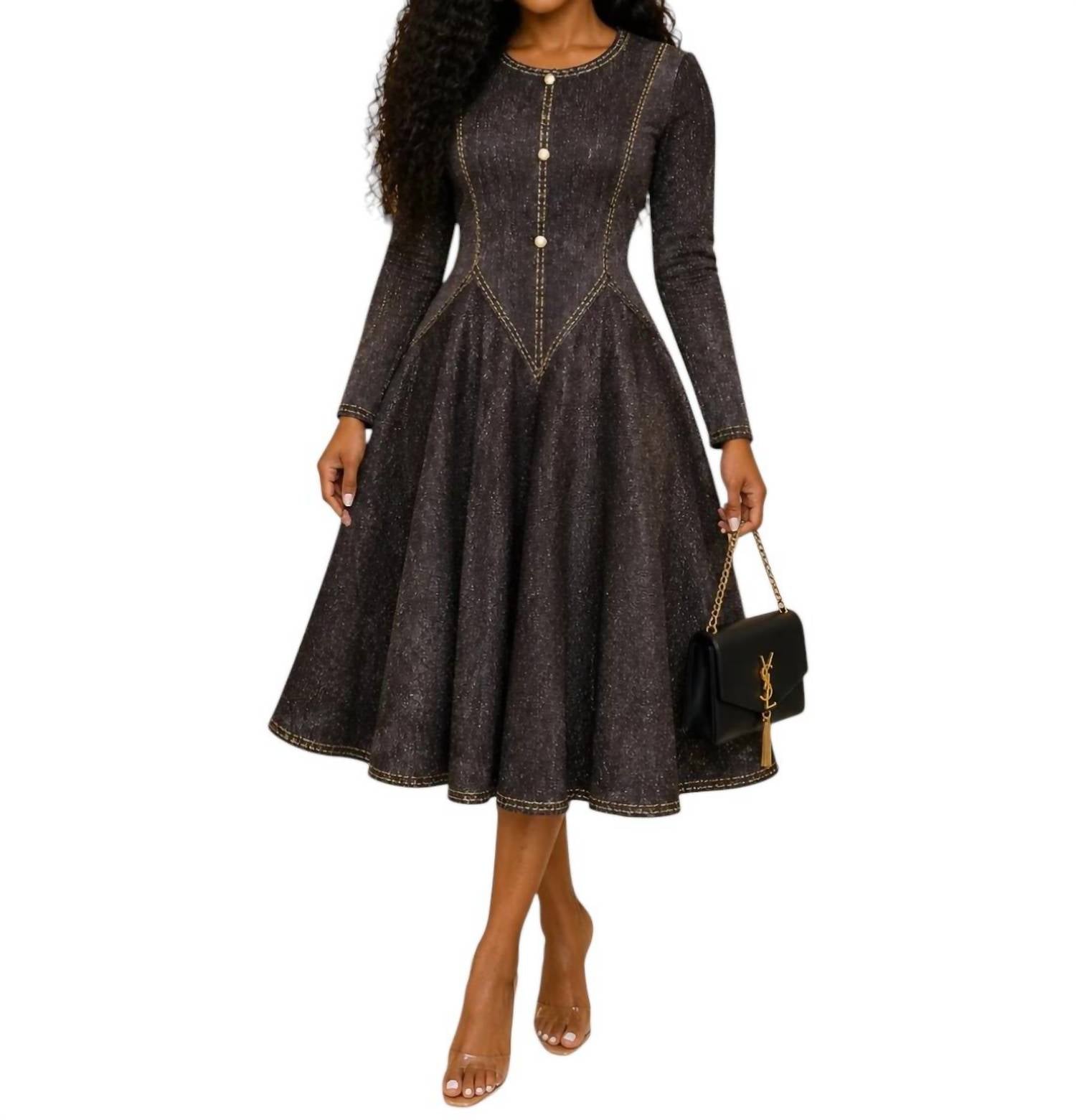 Karen T Design - Long-sleeve A-line Bouncy Dress