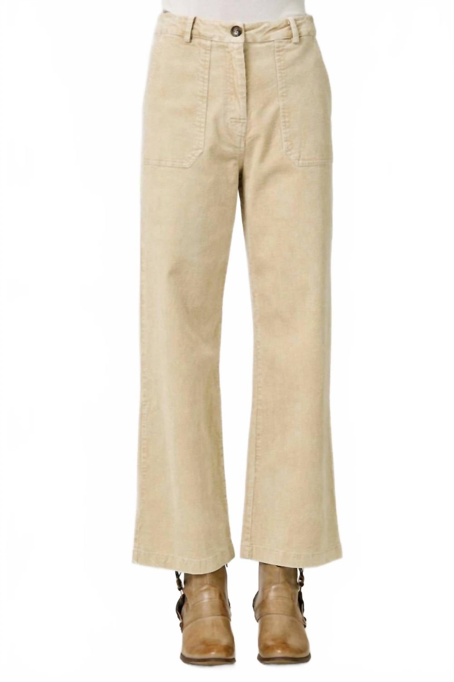 mystree Washed Corduroy Trouser Pant in almond - women's pants