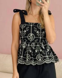 PINCH Tie Shoulder Strap Top in black - women's blouse