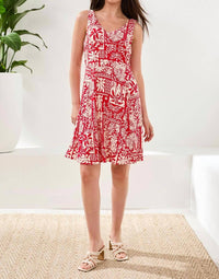 Tribal - Sleeveless Printed Jersey Dress With V Neck