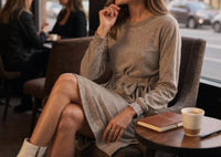 Dear Scarlett Hacci Knit Tunic Dress in latte - women's dress - detail view