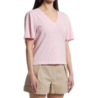 Lilla P Short Sleeve V-Neck Sweater in wildflower - women's sweater - detail view