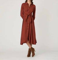 Shoshanna - Andy Twill Crepe Tie Waist Shirtdress