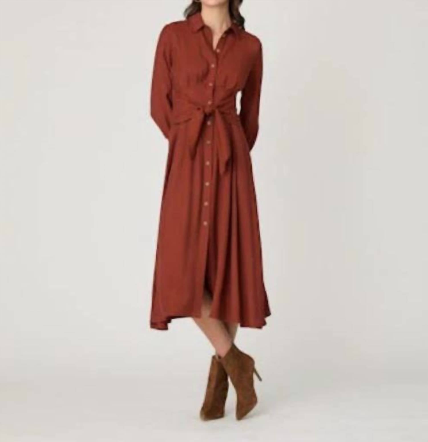 Shoshanna - Andy Twill Crepe Tie Waist Shirtdress