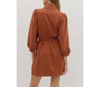Style Usa - Solid Puff Sleeve Mini Dress