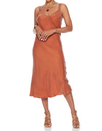 LUCY PARIS Karine Slip Dress in orange - women's dress - detail view