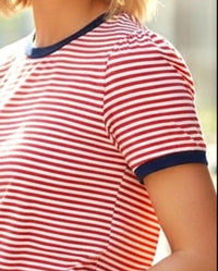 Stacatto - Striped Knit Puff Half Sleeve Top