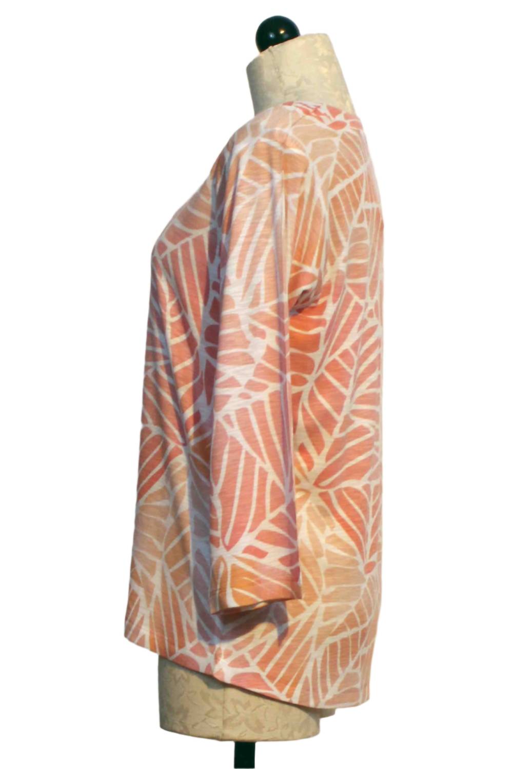 Nally & Millie Women's Geometric Print Top in pink white - women's blouse - detail view