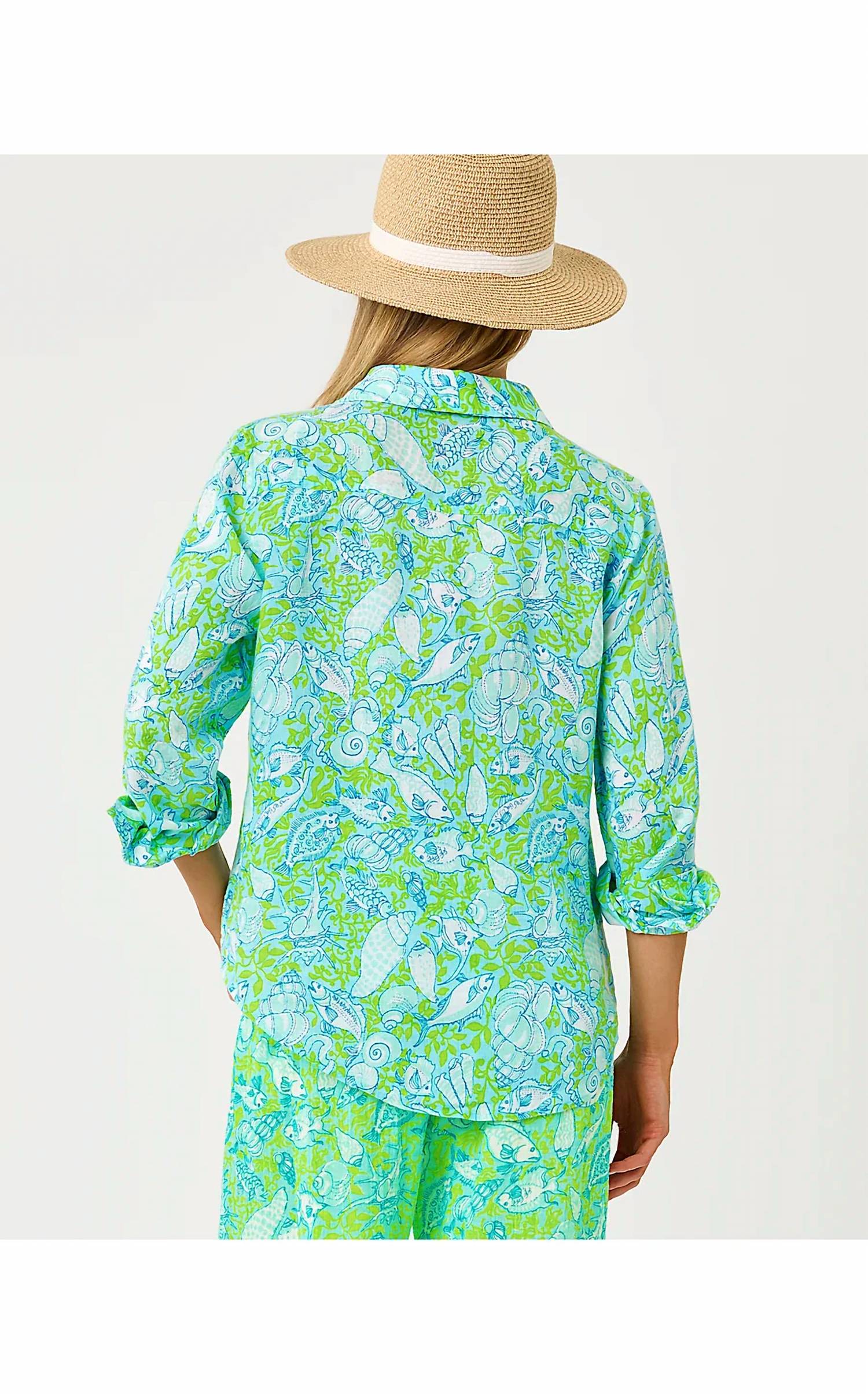Lilly Pulitzer - Sea View Linen Button Down Shirt