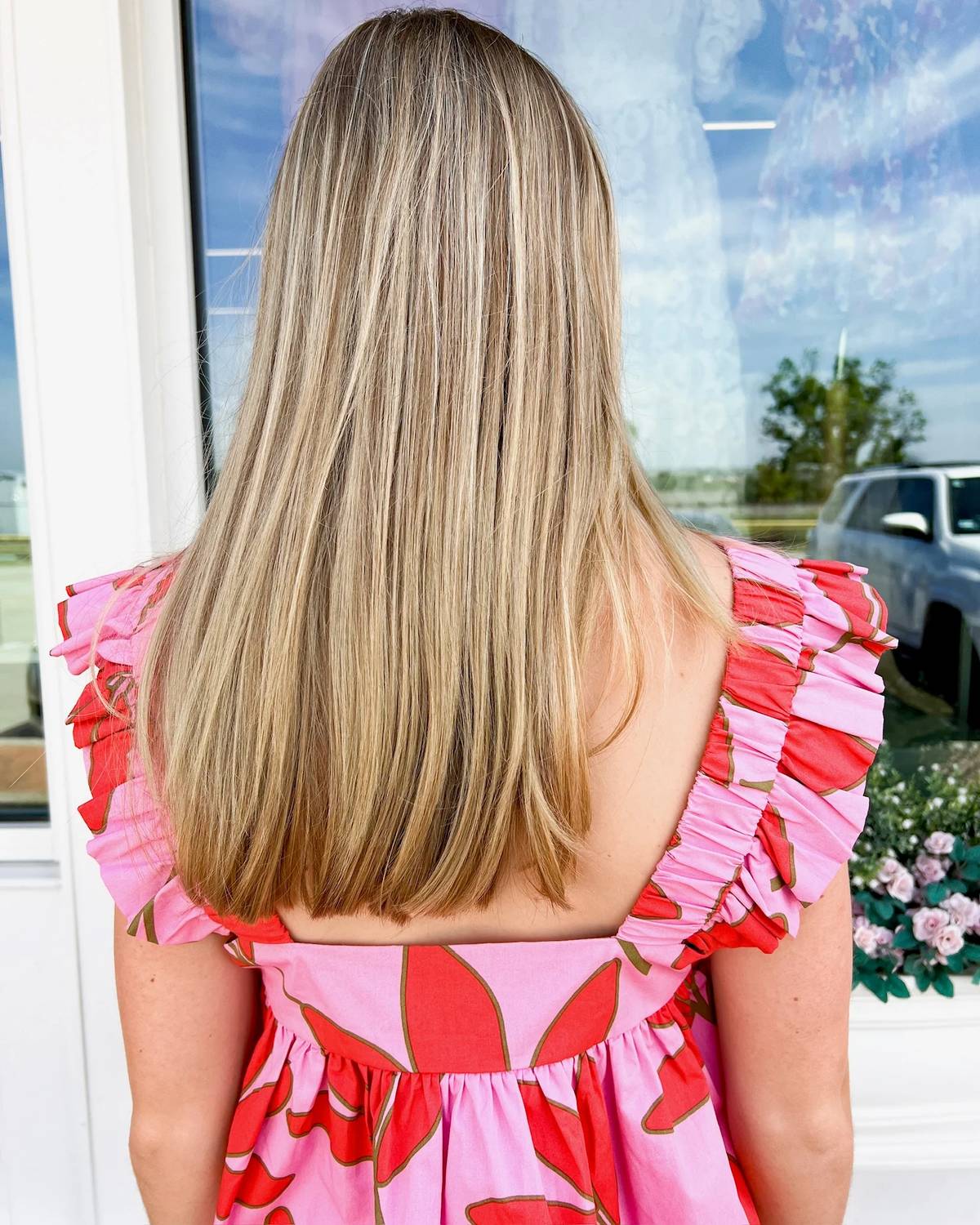 Karlie - Palm Floral Poplin Ruffle Top