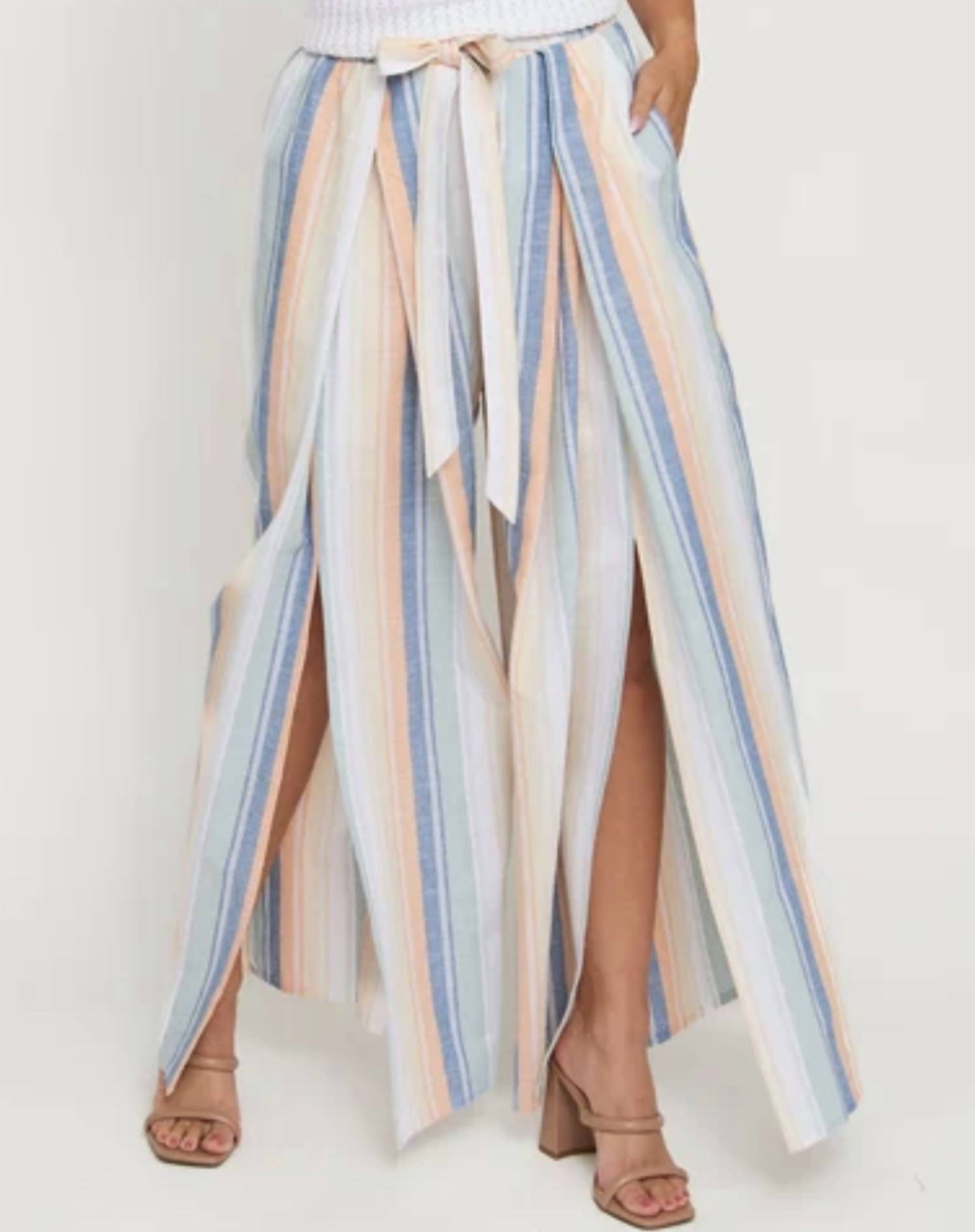 Elsie & Zoey - Wrap-front Split-leg Pants