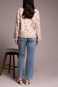 TRIBAL Long Sleeve Crewneck Sequined Sweater - Plus in sandstone - women's sweater - detail view