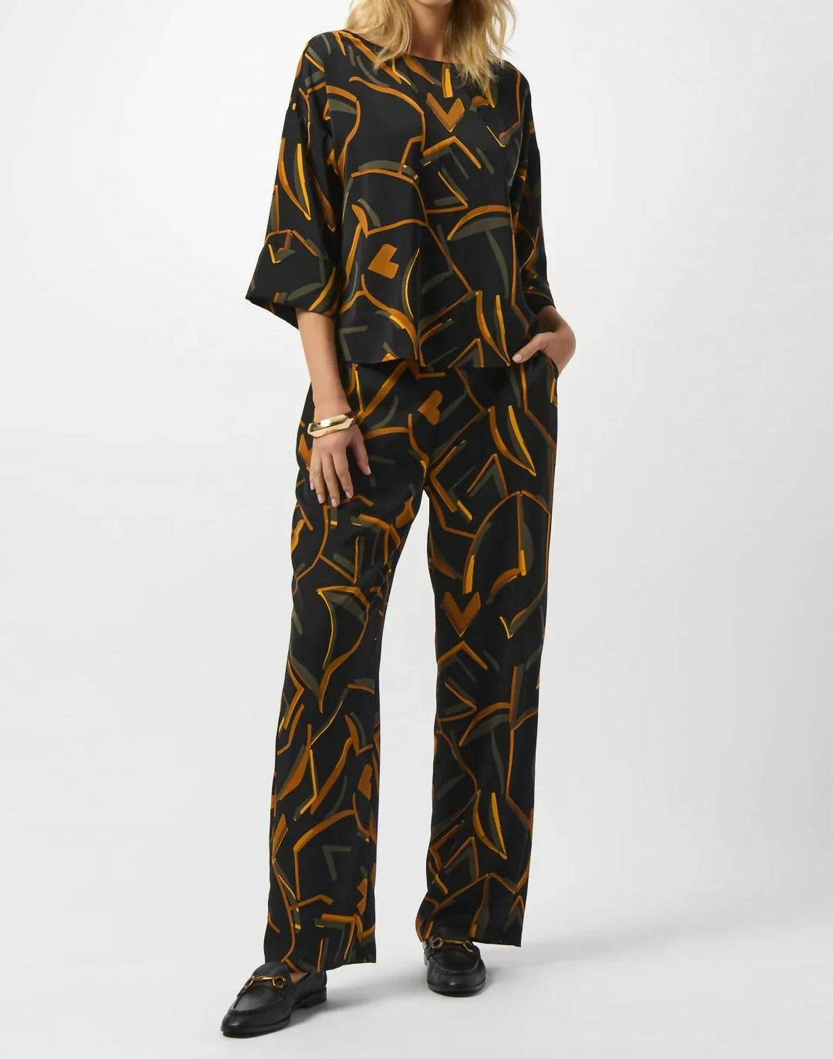 Joseph Ribkoff - Geometric Print 3/4 Sleeve Boxy Top