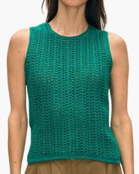White + Warren - Lofty Cotton Crochet Sleeveless Tank